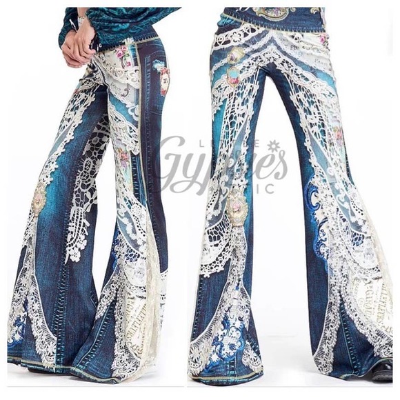 Hand crafted Pants - Antique Therapy Floating on Flares Comfort Pants